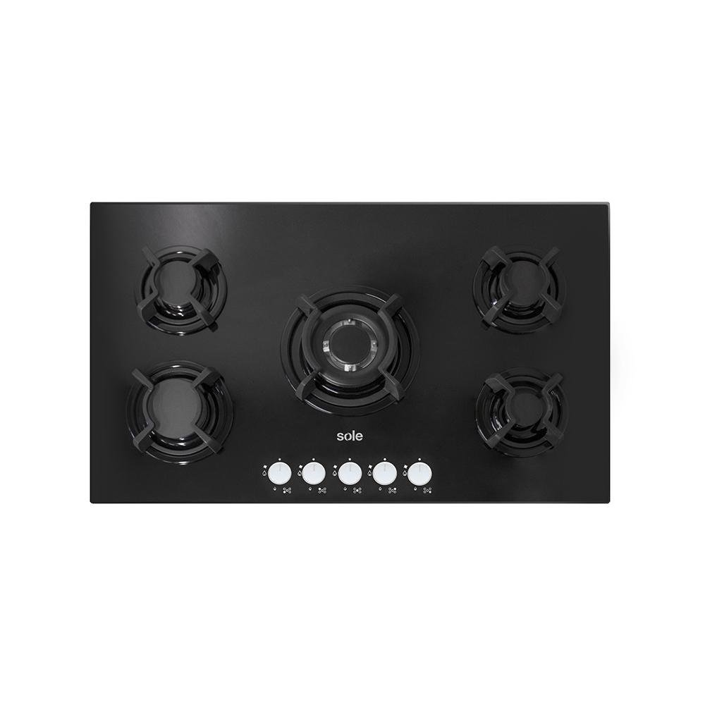 COCINA EMPOTRABLE SOLE 5Q VIDRIO SOLCO033GN  + CAMPANA SOLE DECORATIVA VENUS PLUS 90 + HERVIDOR