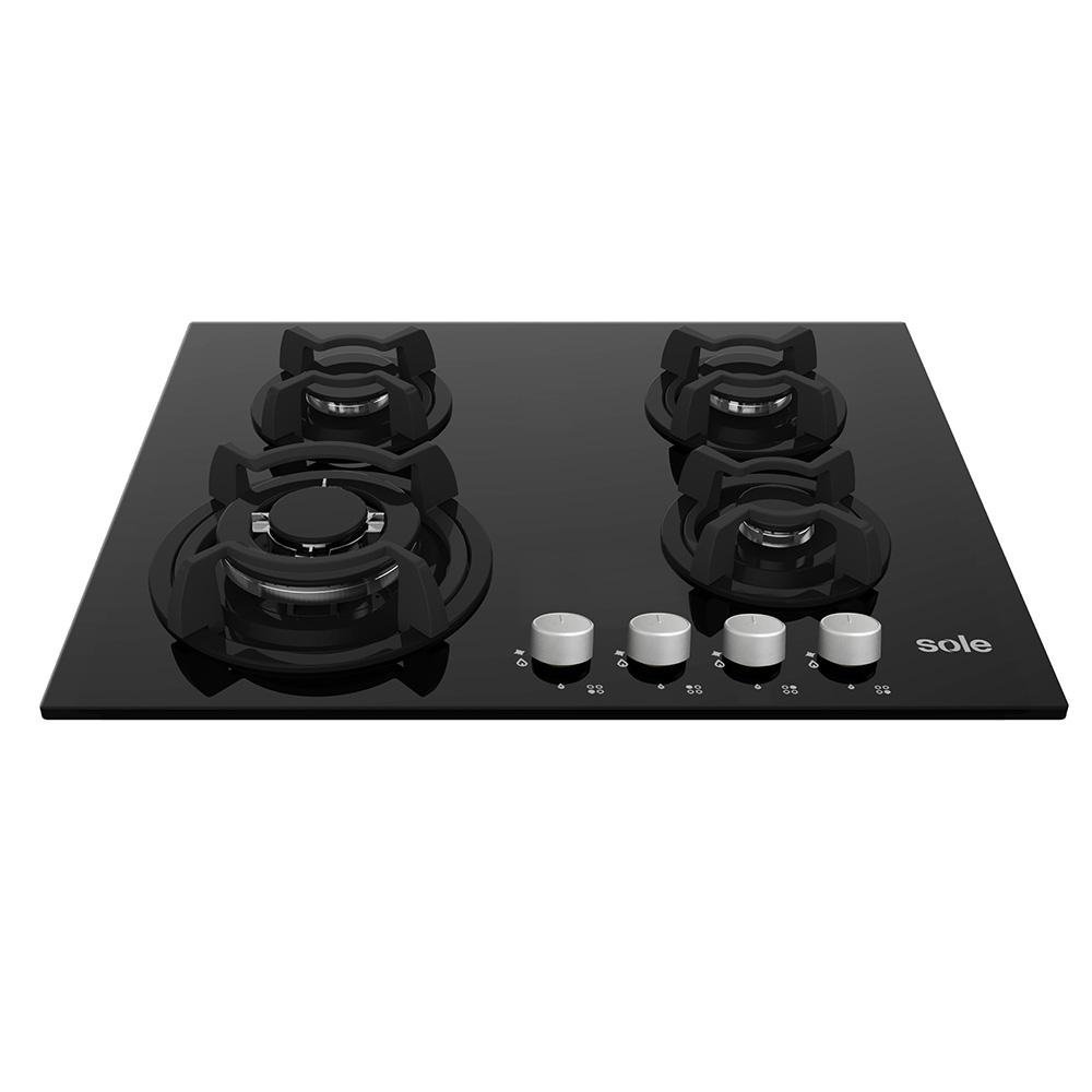 COCINA EMPOTRABLE SOLE 4Q VIDRIO SOLCO034GN  + CAMPANA SOLE DECORATIVA VENUS PLUS 90 + HERVIDOR