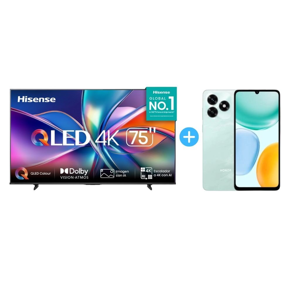 Televisor Hisense 75" 75Q6QV 2025 QLED 4K UHD VIDAA + Honor X5C Plus 256GB 6GB Cyan