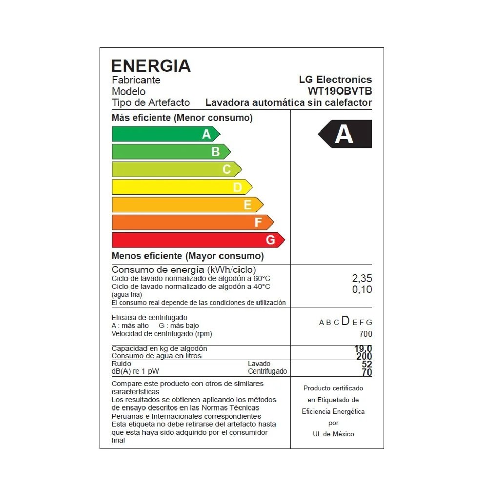 Lavadora LG WT19OBVTB 19Kg Turbodrum Carga Superior Negro - Image 3
