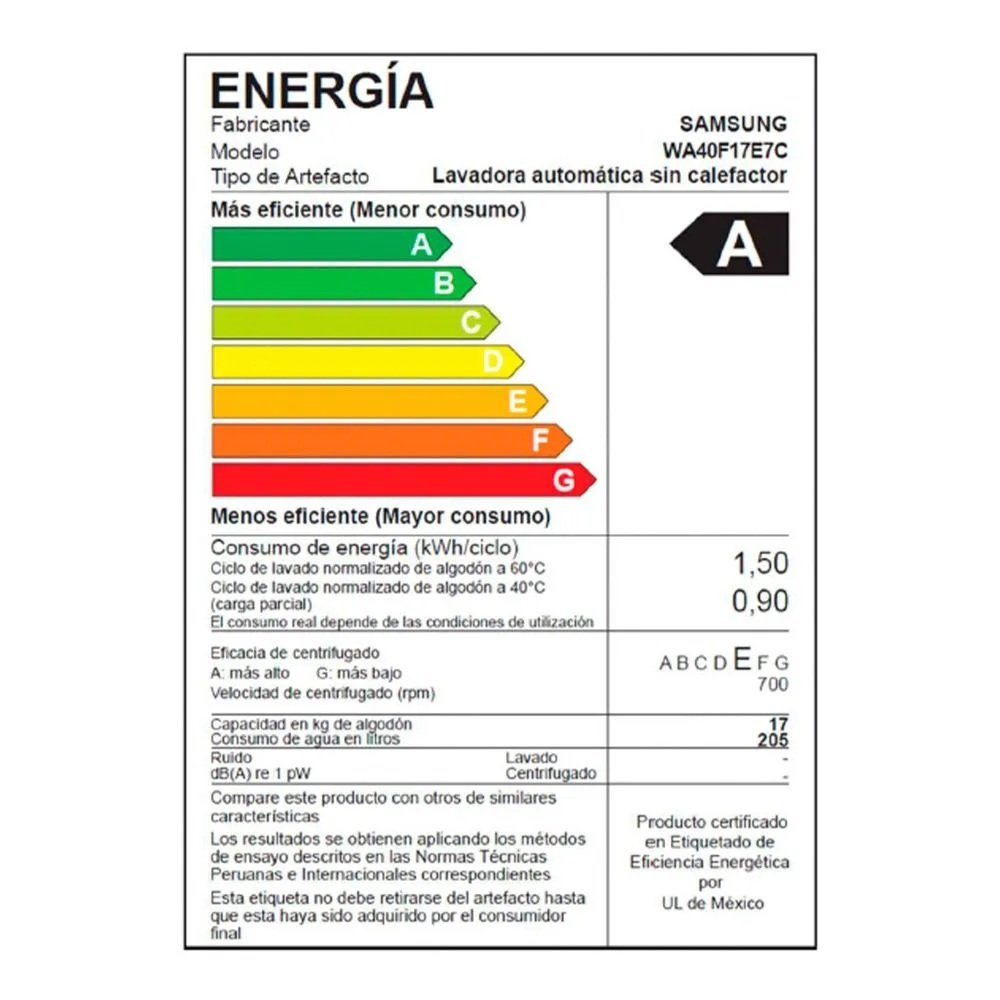 Lavadora Samsung 17KG EcoBubble WA40F17E7CPE Gris Grafito - Image 3
