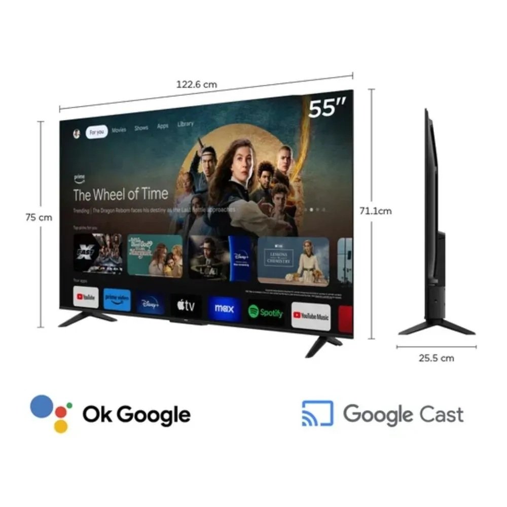 Televisor TCL 55" 55p6k 4K UHD Google TV 2025 LED 3840 × 2160 Google TV - Image 3