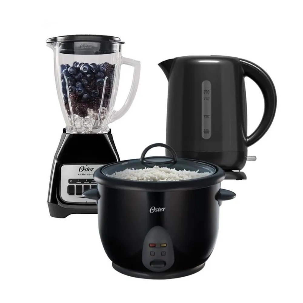 Combo Oster: Licuadora 1.5L + Arrocera 1.8L + Hervidor 1.7L